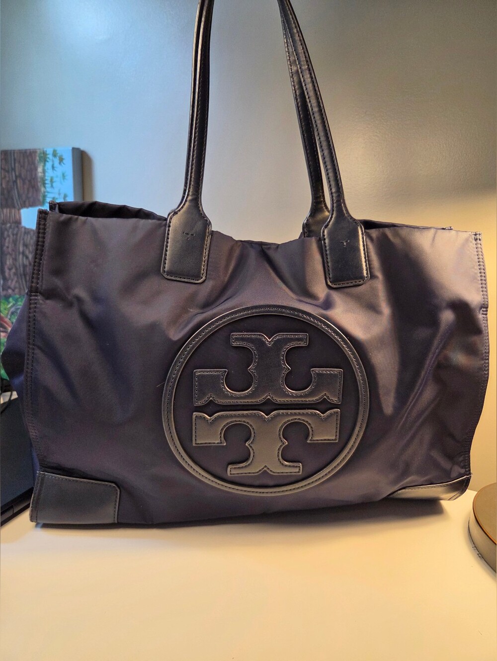 Tory Burch Midnight Navy Nylon Ella Large Tote Authentic